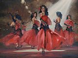 Flamenco Dancer Canvas Paintings - Sieta Hermanas